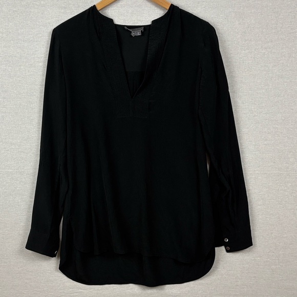 Vince 100% Silk Band Collar Blouse - Picture 2 of 7